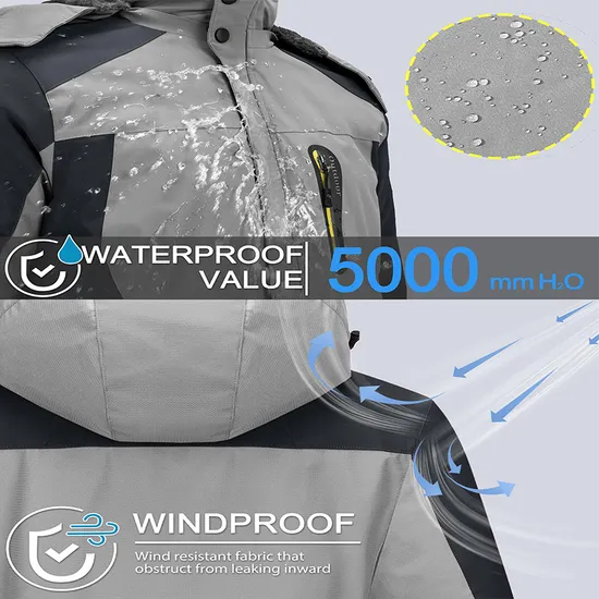 Men's Warm Winter Waterproof Windbreaker Hooded Snowboarding Ski Jacket