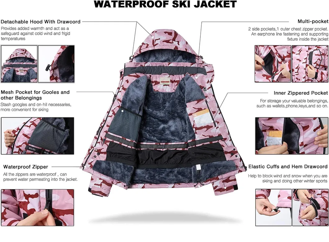 Women's Winter Warm Snow Coat Windproof Waterproof Insulated Snowsuit Ski Jackets
