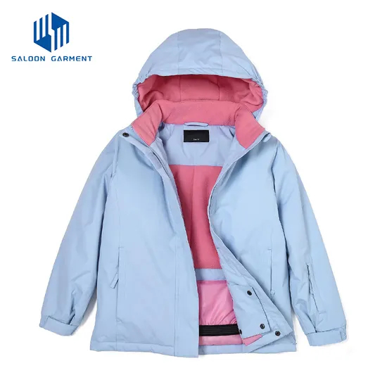 Custom Girls' Winter Snow Jacket with Hood Clothing Padded Ski Jacket