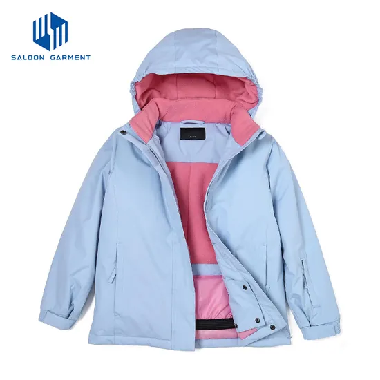 Custom Girls' Winter Snow Jacket with Hood Clothing Padded Ski Jacket