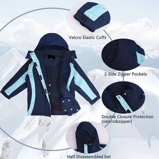Stylish Girl's Waterproof Windproof Hooded Rain Jacket for Winter