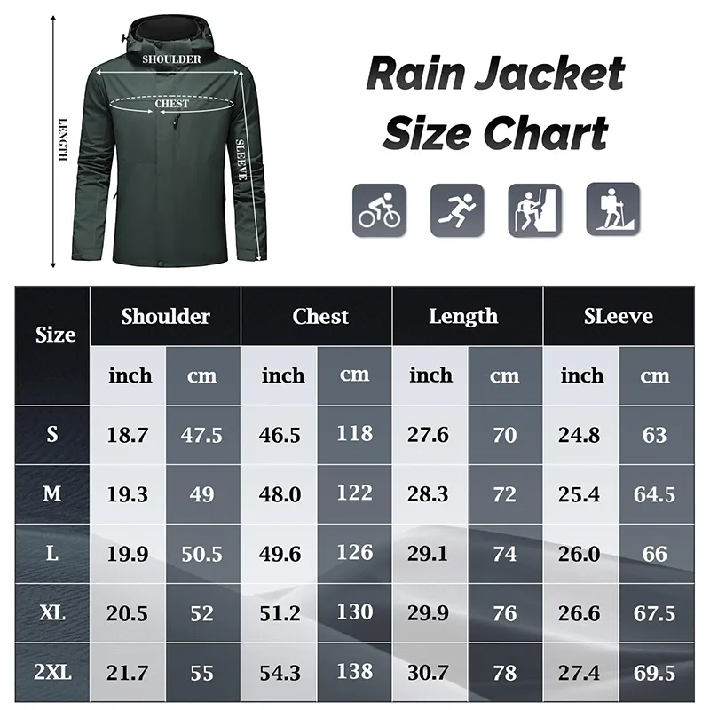 Outdoor Men's Lightweight Waterproof Windbreaker Hooded Softshell Raincoat Rain Jacket