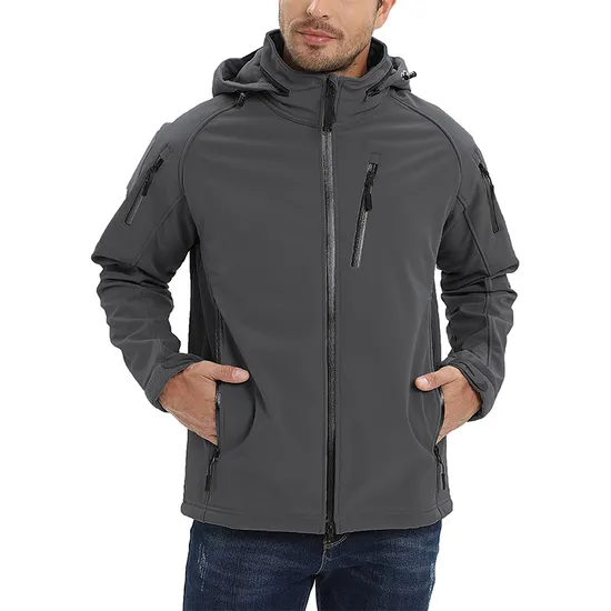 Men's Outdoor Lightweight Breathable Waterproof Hooded Tactical Softshell Jacket