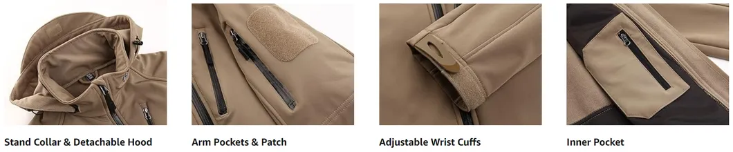 Men's Tactical Sport Warm Fleece Hooded Coats Softshell Jacket Outdoor Adventure