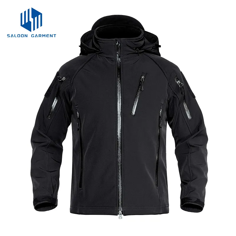 Men's Outdoor Hiking Water Resistant Fleece Hooded Coat Tactical Softshell Jackets