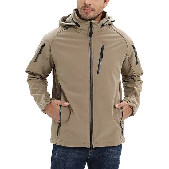 Men's Hooded Waterproof Lightweight Insulated Windbreaker Fleece Lined Rain Tactical Softshell Jacket