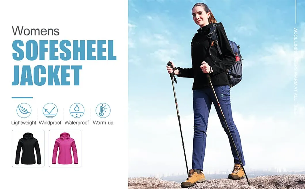 Women's Outdoor Waterproof Windproof Stretch Soft Shell Hooded Tactical Softshell Jacket