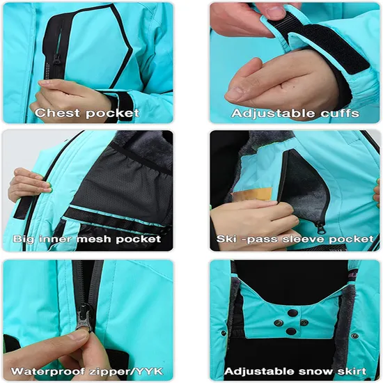 Women's Waterproof Windbreaker Warm Winter Hooded Mountain Snow Coat Ski Jacket