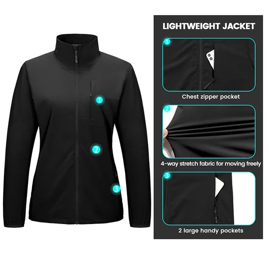 Wholesale Custom Logo Waterproof Women's Windbreaker Fleece Winter Softshell Jackets