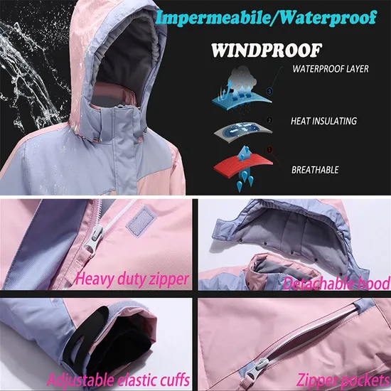 Girl's Waterproof Fleece Winter Snow Coat Windproof Outdoor Raincoat Ski Jacket