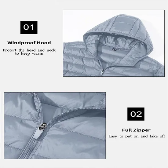 Mens Windproof Water Resistant Hooded Puffer Down Jacket Winter