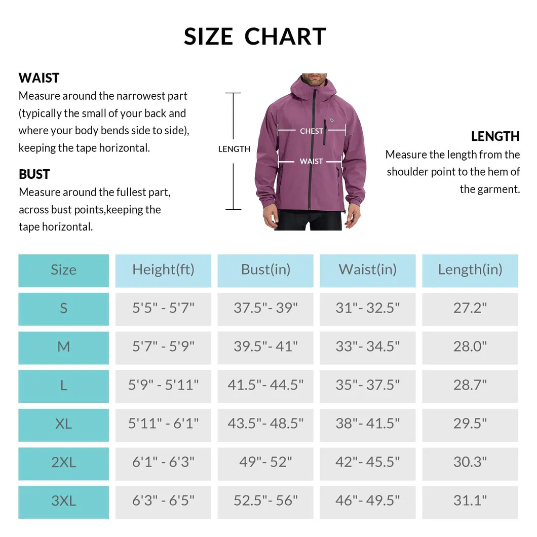 Men's Waterproof Lightweight Active Raincoat Rain Jacket with Hood