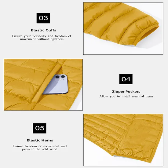 Packable Lightweight Outerwear Windbreaker Puffer Coat Padded Jacket for Men