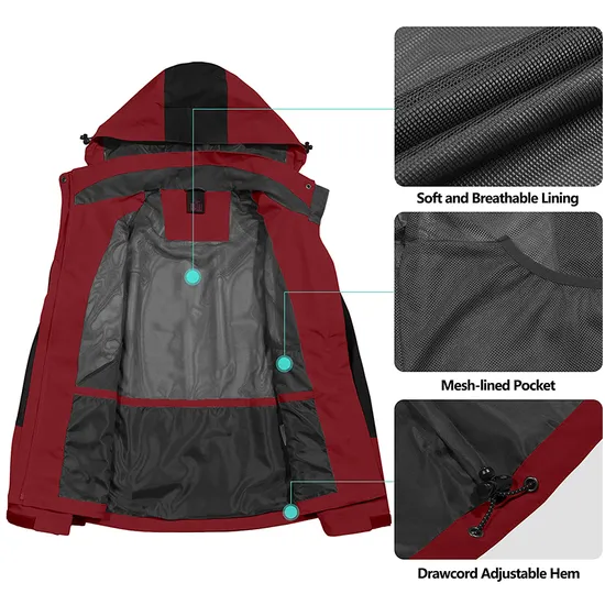 Outdoor Camping Trekking Climbing Waterproof Hiking Breathable Hooded Windproof Windbreaker Jacket