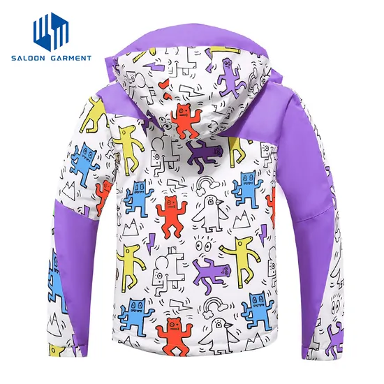 Kids Girls Waterproof Fleece Raincoat Winter Coat Warm Hooded Ski Snow Jacket