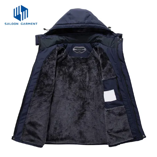 Men's Winter Softshell Puffer Coat Ski Jacket with Removable Hood