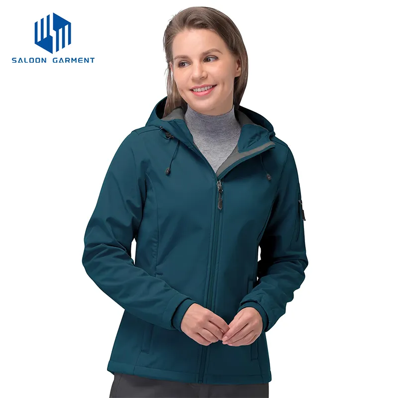 Wholesale Custom Logo Waterproof Polyester Coats Windbreaker Softshell Jacket for Women
