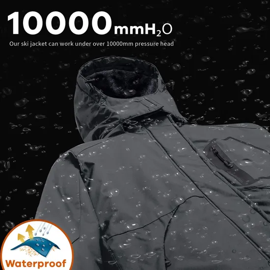 Women's Waterproof Mountain Windproof Winter Coat Snow Ski Jacket with Detachable Hood