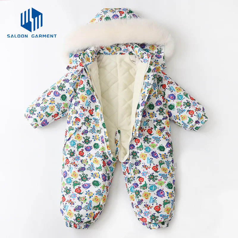 Hot Selling Baby Climbing Clothes Unisex Cotton-Padded Jacket with Wool Top Comfortable Long Jumpsuit Baby Boy Factory Direct