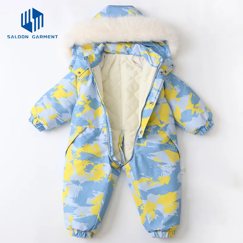 Custom New Baby Ski Suit Jumpsuit Children Crawling Suit Newborn Winter Thick Warm Rompers Baby Cotton-Padded Clothes