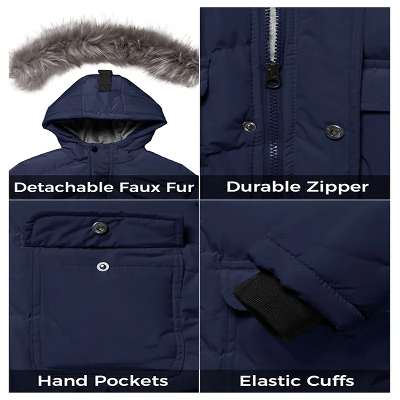 OEM Customized Kids Boys Winter Padding Jacket Hooded Warm Outerwear