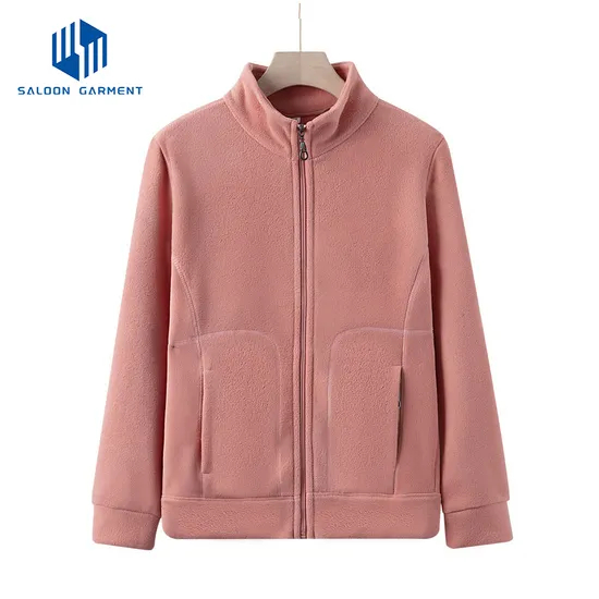 Custom New Arrival Women's Polyester Polar Fleece Jacket Outside Casual Full Zipper Plus-Size Stand Collar Jackets