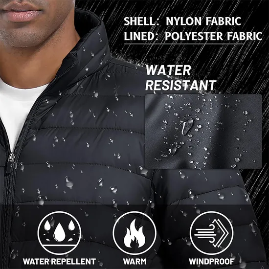 High Quality Men's Winter Padding Coat Water Resistant Quilted Jacket