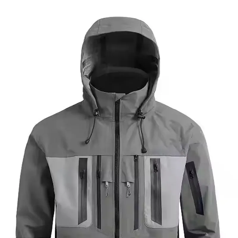 Men's Hiking Coat Lightweight Windbreaker Rain Jacket with Hooded Waterproof Fishing Jacket