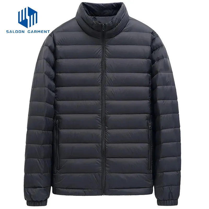 Custom High Quality Plain Color Men's Plus Size Winter Padded Coat Quilted Jacket