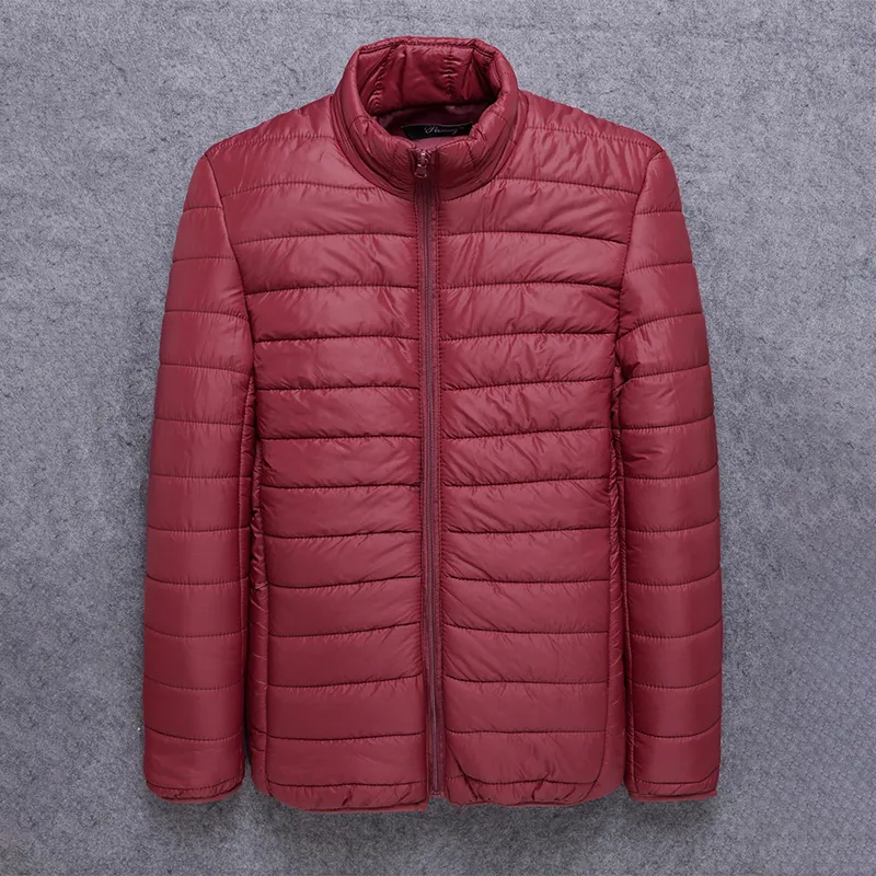 Autumn Winter Men Clothing Solid Color Outerwear Stand Collar Coat Warm Quilted Jacket