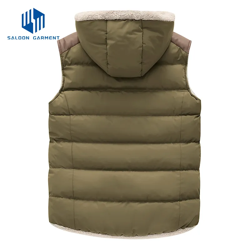 Women's Fashion Outdoor Winter Fleece Lining Quilted Hooded Vest Sleeveless Quilted Jacket