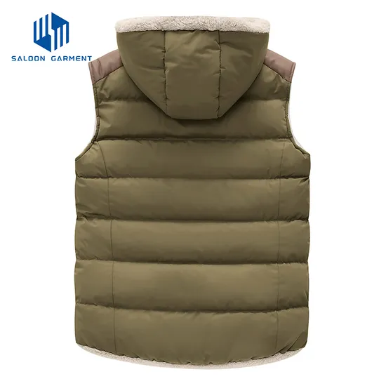 Women's Fashion Outdoor Winter Fleece Lining Quilted Hooded Vest Sleeveless Quilted Jacket