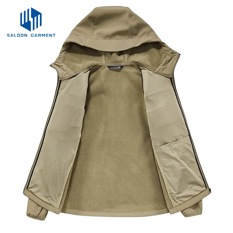 Wholesale 100% Polyester Embroidery Logo Full Zipper Waterproof Windproof Outdoor Climbing Hiking Soft Shell Jackets for Men