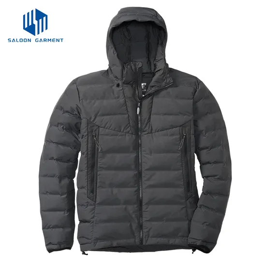 Custom Men's Winter Outdoor Zip up Warm Hooded Padded Coat Plus Size Quilted Jacket for Travel