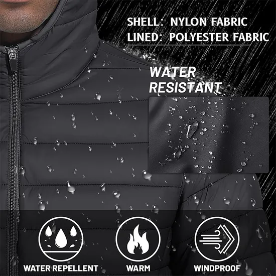 Custom New Fashion 100% Nylon Thickened Waterproof Windproof Solid Colour Hooded Men's Winter Outdoor Jacket