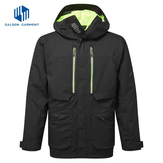 Wholesale Customized Logo Men's Warm Winter Coat 3 Layer Fabric with Hood Insulated Water-Resistant Fishing Jacket