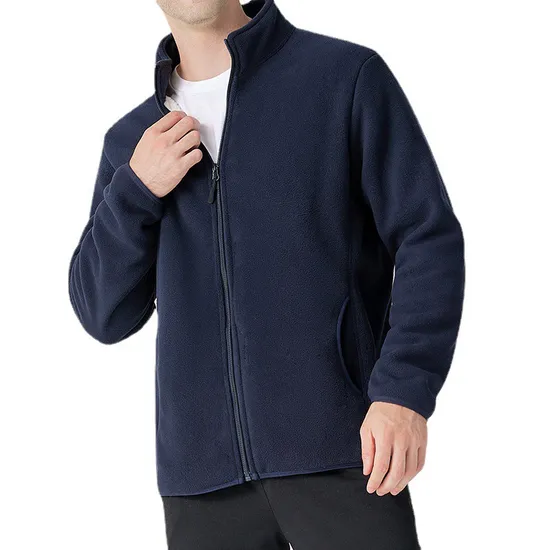 Wholesale 100% Polar Fleece Men's Jacket Zip up Solid Color Long Sleeve Men's Polar Fleece Jacket