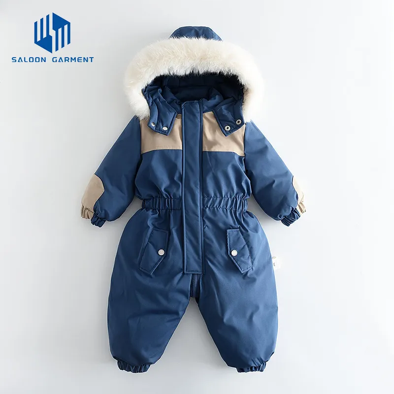 Unisex Kids Winter Outwear Jumpsuit Newborn Baby Clothes Heavy Fleece One-Piece Rompers with Zipper Closure Ski Snowsuit