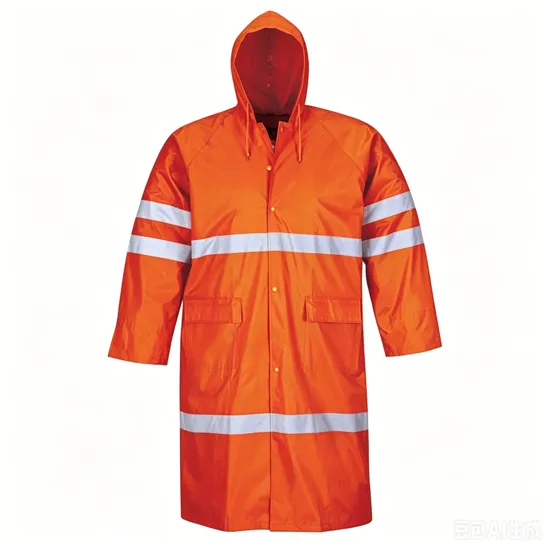 Hivis Outdoor Wear Polyester/PVC Waterproof Reflective Tape Coat with Hood