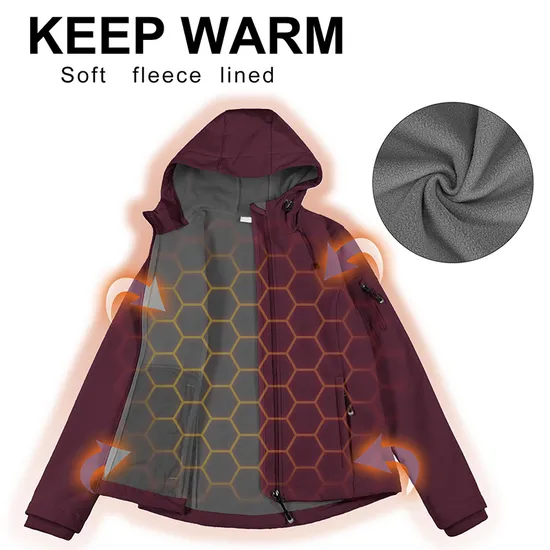 Wholesale Custom Embroidery Logo Waterproof Polyester Coats Windbreaker Softshell Jacket for Women