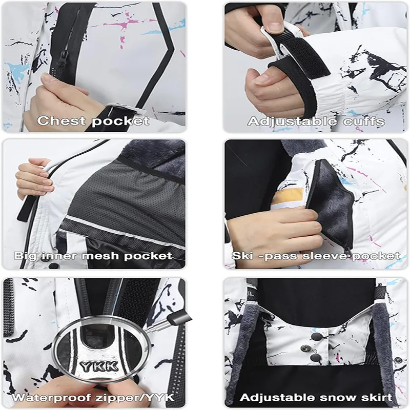 Mountain Snow Waterproof Detachable Hood Windproof Fleece Winter Coat Rain Ski Jacket