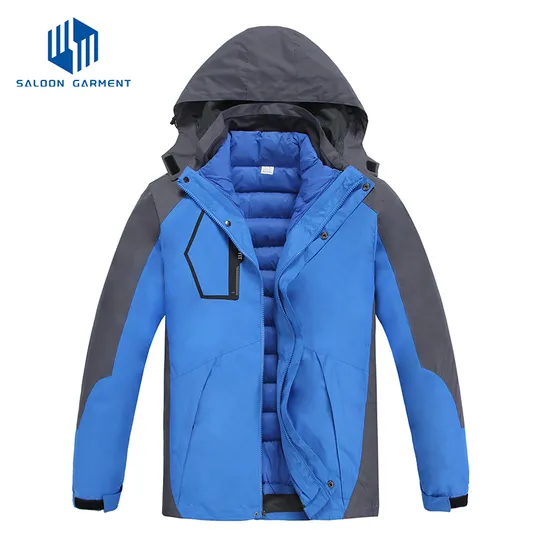 Men's Mountain Waterproof Windproof Rain Winter Warm Hooded Coat 3in1 Ski Jacket