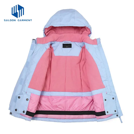 Custom Girls' Winter Snow Jacket with Hood Clothing Padded Ski Jacket