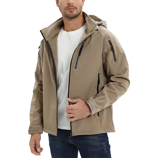 Men's Hooded Waterproof Lightweight Insulated Windbreaker Fleece Lined Rain Tactical Softshell Jacket