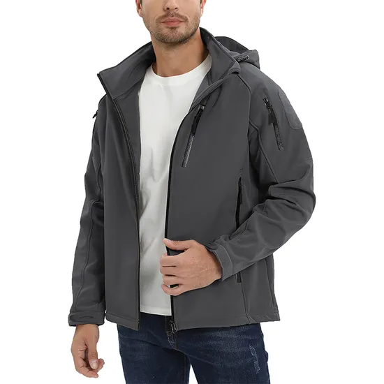 Men's Outdoor Lightweight Breathable Waterproof Hooded Tactical Softshell Jacket