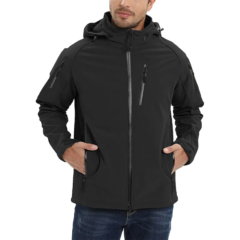 Men's Outdoor Hiking Water Resistant Fleece Hooded Coat Tactical Softshell Jackets