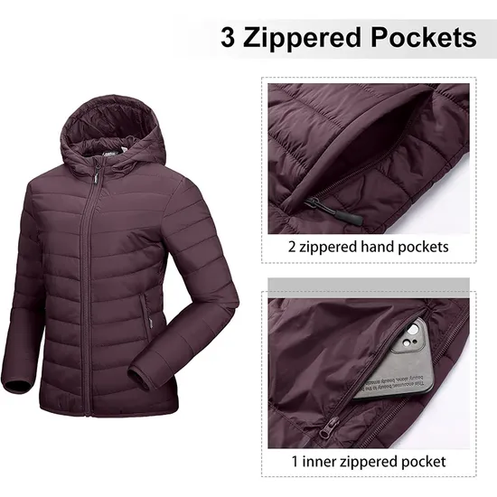 Women's Winter Fleece Coat Water-Resistant Packable Padded Puffer Down Jacket