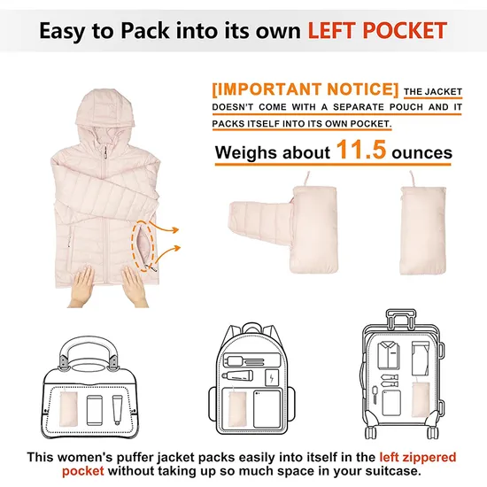 Women Outdoor Winter Outer Wear Packable Down Puffer Down Jacket