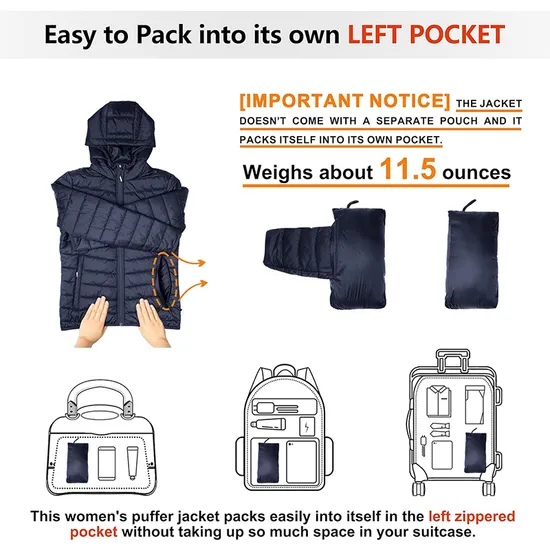 OEM Winter Outerwear Down Coat Packable Puffer Down Jacket