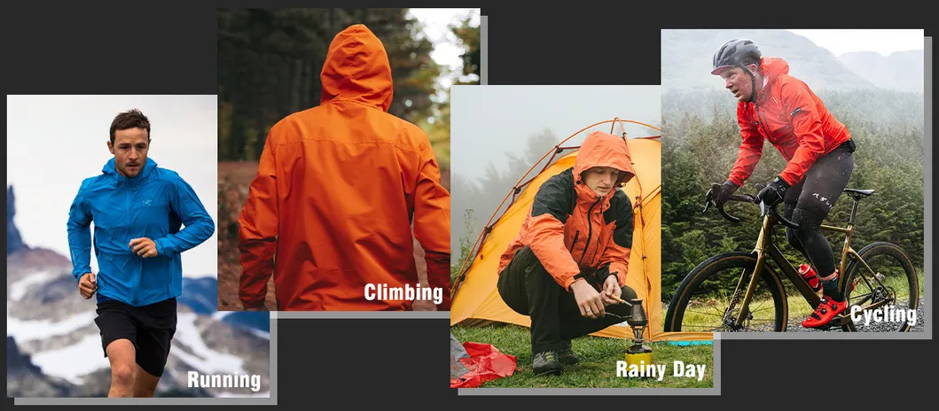 Mens Lightweight Hooded Waterproof Raincoat Breathable Rain Jacket for Outdoor Mountain Hiking